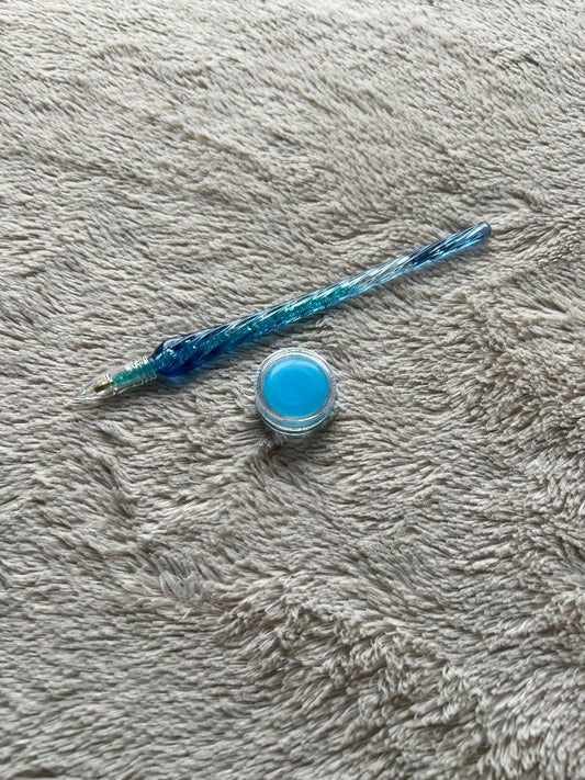 Blue spiral  diamond art pen with wax pot