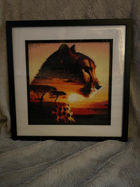 Cheetah diamond art kit