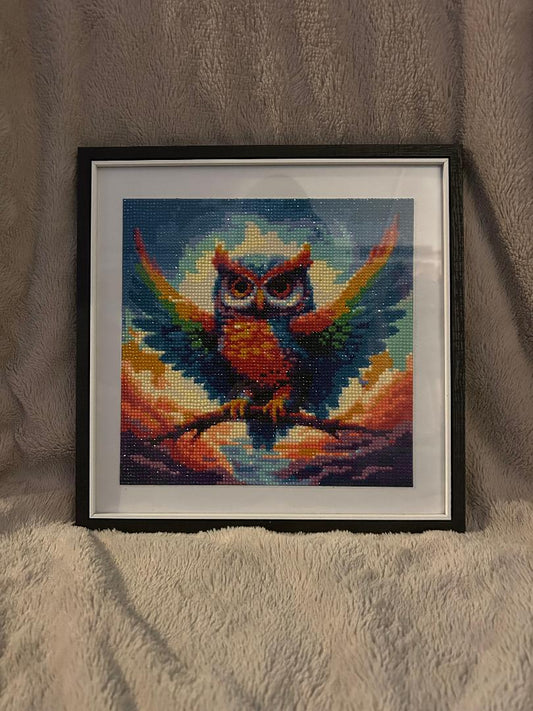 Colourful owl( wings out) diamond art kit