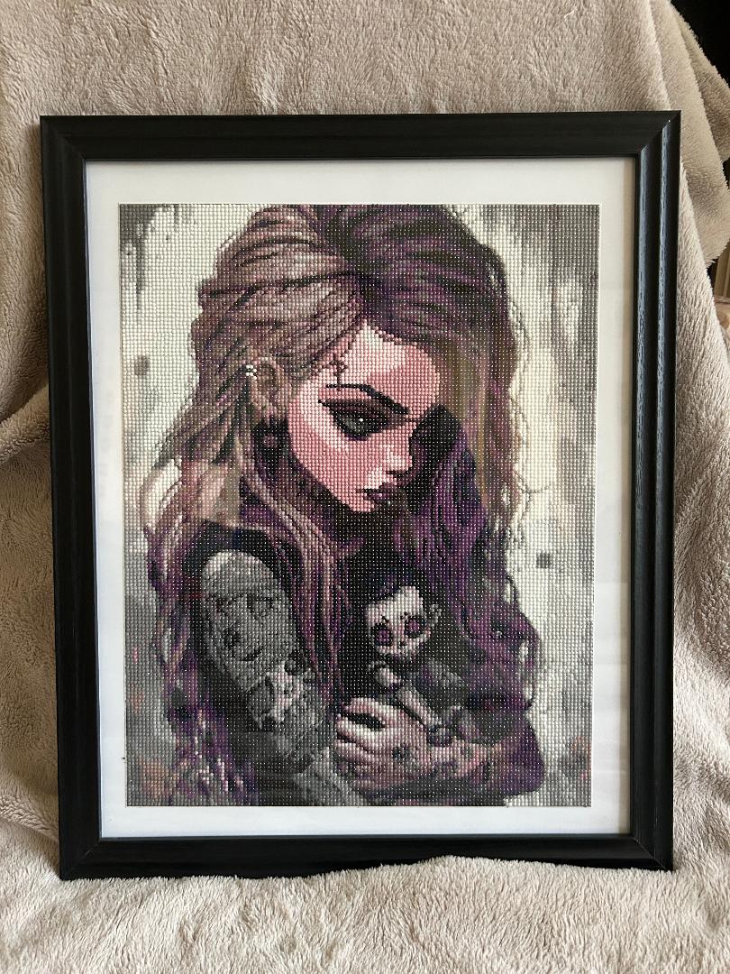 Gothic Girl with doll diamond art kit 40x50cm