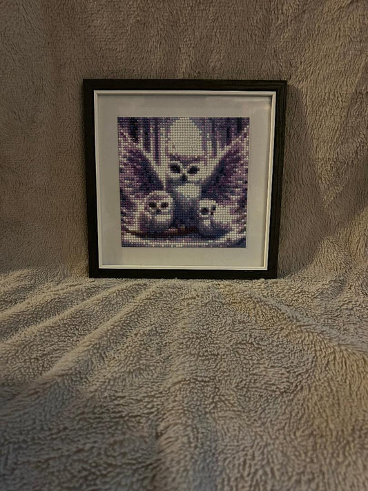 Mother with her baby owls diamond art kit