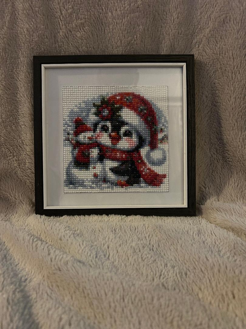 Penguin and Snowman diamond art kit 20x20cm