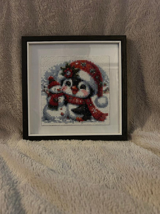 Penguin and Snowman diamond art kit 20x20cm