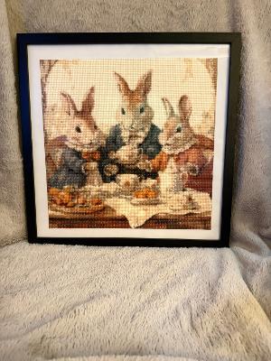 Rabbit tea party diamond art kit