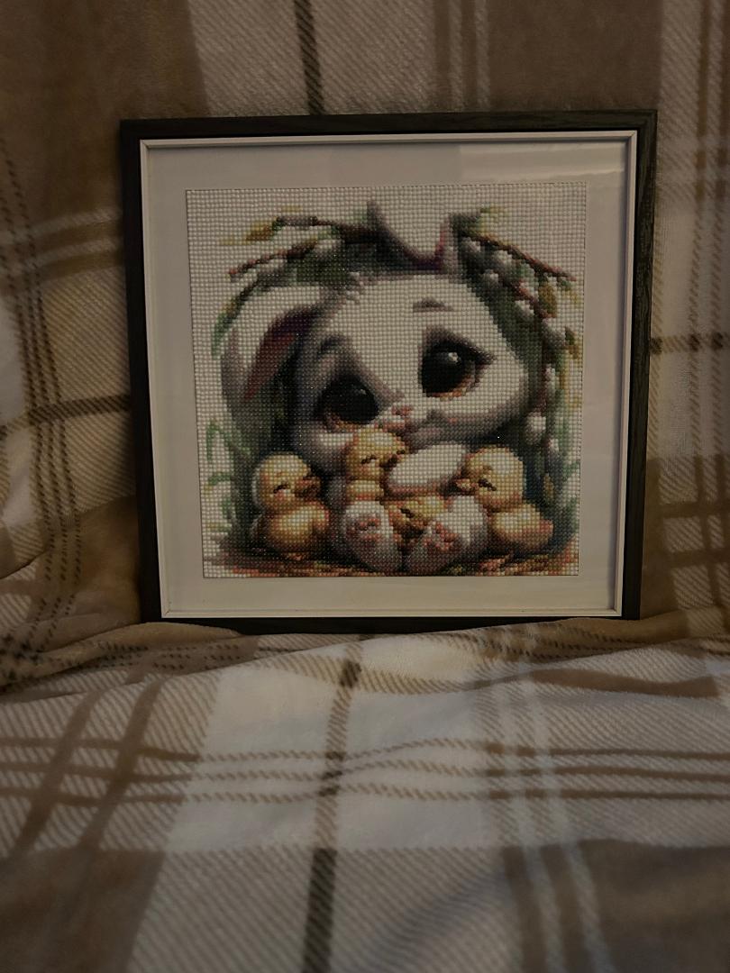 Rabbit with chicks diamond art kit