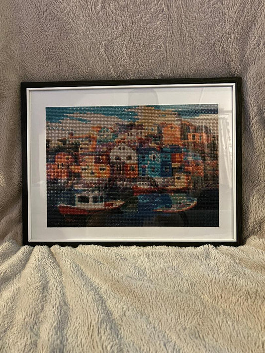 Seaside town diamond art kit 40x30cm