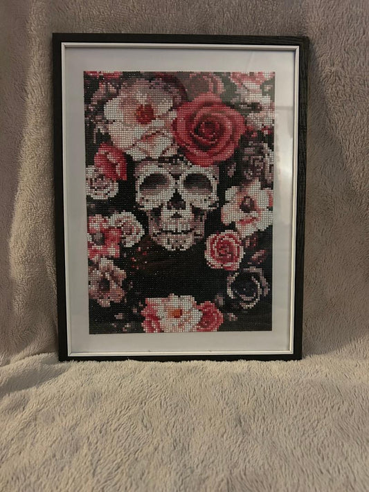 Skull with Flowers diamond art kit