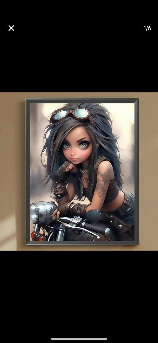 Biker Girl diamond art kit