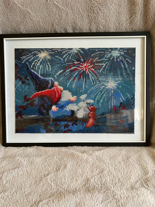 Gonks watching fireworks diamond art kit